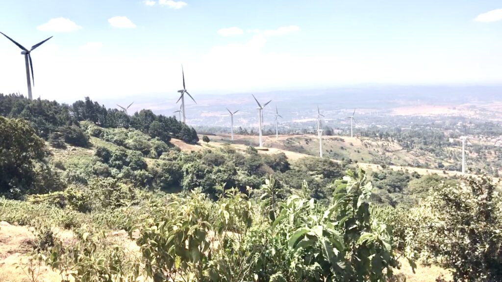 A picture of wind turbines in Ngong Hills, Kenya as part of what the field studies will cover teaching renewable energy in the study abroad program.